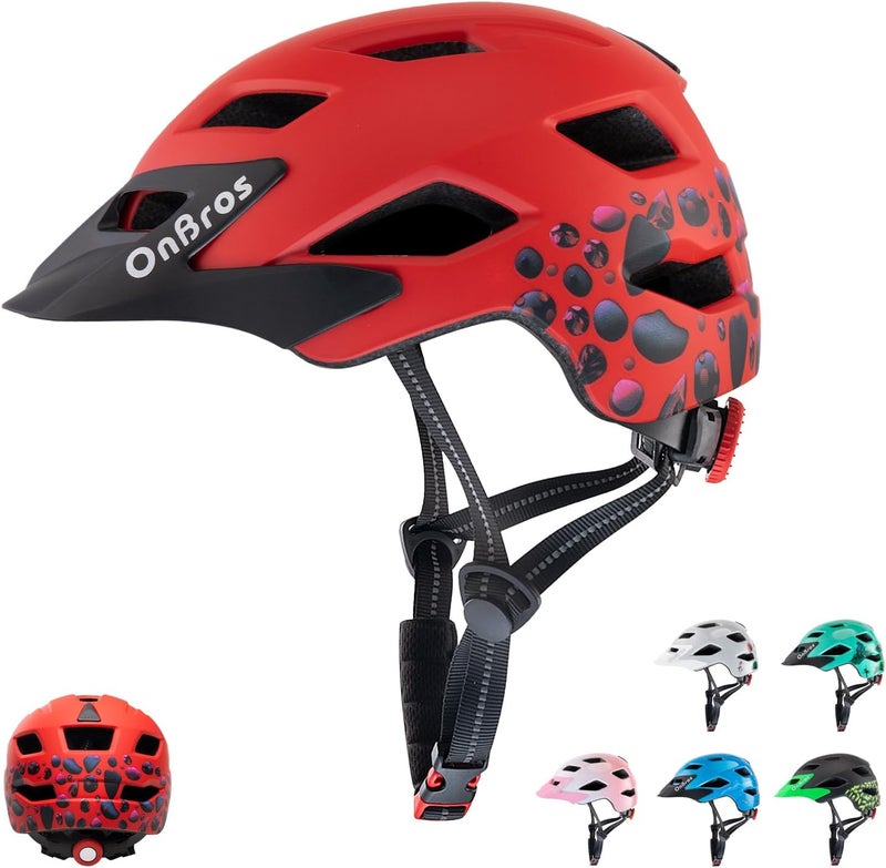 OnBros Kids Bike Helmet - Bike Helmets for 5-14 Boys or Girls with Visor, Children Bicycle Helmet for Skateboard Mountain Scooter Road Cycling, Lightweight and Adjustable 50-57CM - Image 1